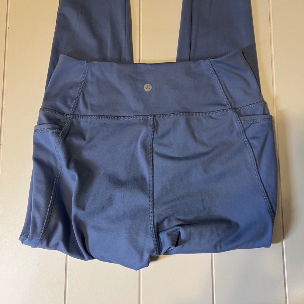 Danskin Womens High Waisted Pocket Leggings Blue Activewear Yoga Pants Medium